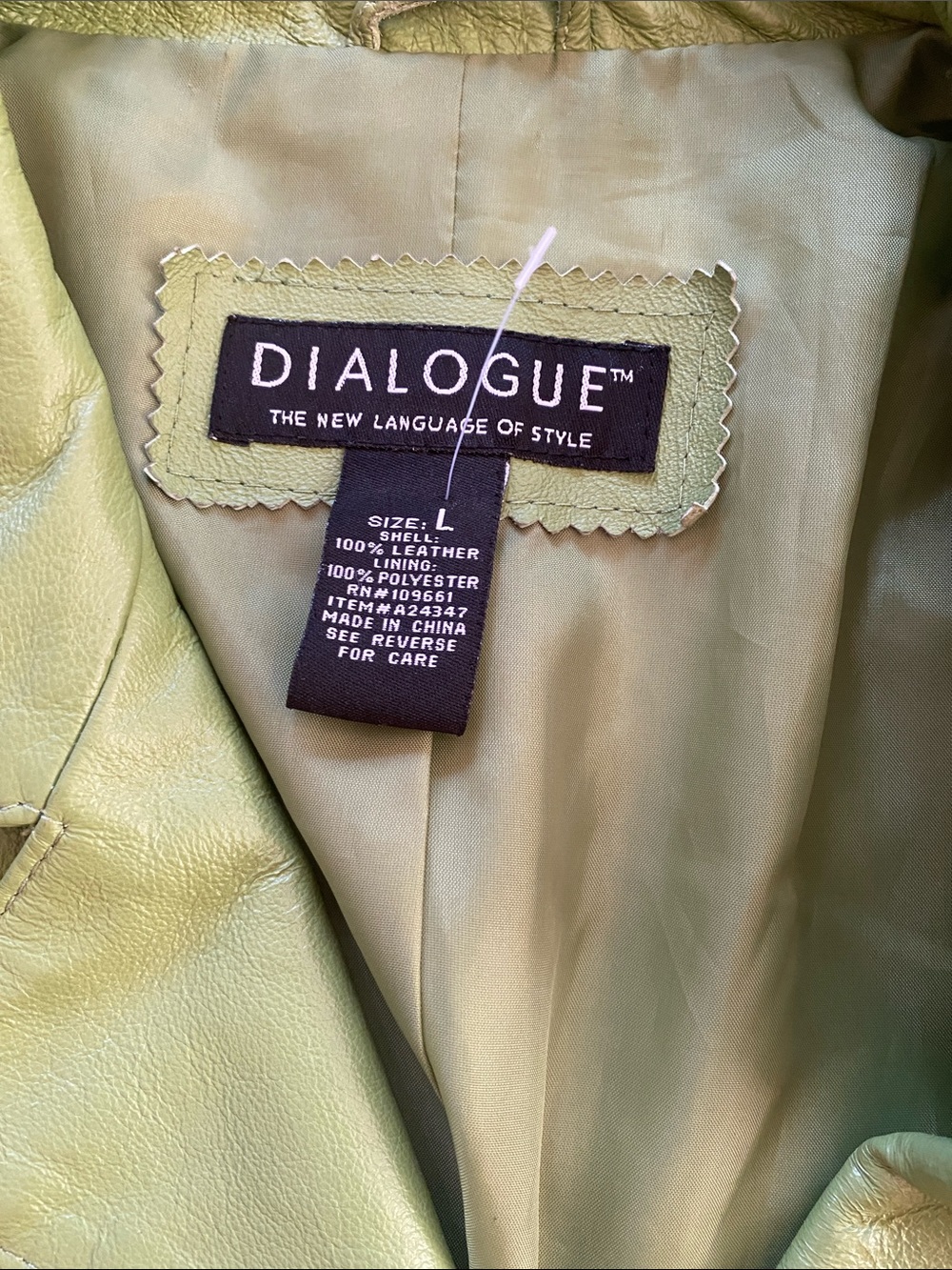 Dialogue Green Leather Jacket - Picture 4 of 4